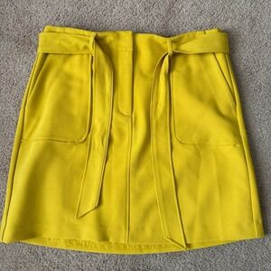 LOFT Yellow Belted Mini Skirt Size 10 Career Wear